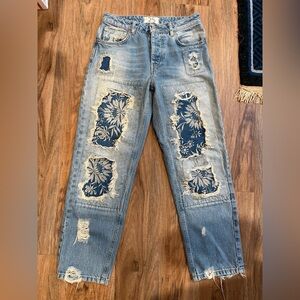 We The Free Distressed Patchwork Jeans